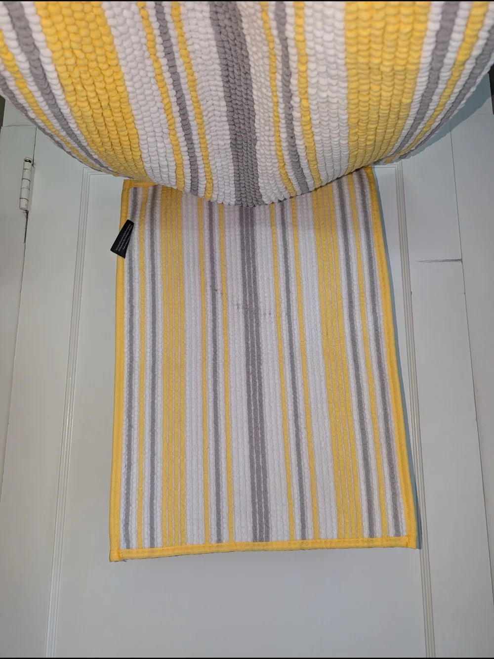 Trina Turk Striped Yellow, Gray & White Bath Rug - 33"X21" And 24"X17" - Picture 4 of 4